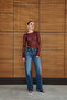 Slim Fit Crew Neck Long Sleeve Semi Sheer Lace Blouse - 4