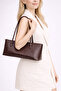 Women's Brown Knitwear Textured Narrow Long Horizontal Shoulder Bag - 3