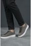 Men's Gray Suede Textured White Thick Soled Guaranteed Lace-Up Casual Sneakers Sports Shoes - 2