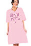 Brand Sever Pink V-Neck Half Sleeve Knee Length Comfortable Home Dress Nightgown