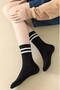 8 Pairs Unisex Cotton Striped Black and White College Socks - 2