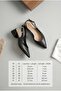 Women's Black Leather Gold Buckle Pointed Toe Ankle Strap Low Heel Summer Slingback Shoes - 3