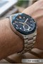 Kasa Men's Wristwatch |   45mm Steel Case, Silver Metal Band, Navy Blue Dial - 5