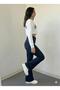 Florida High Waist Dark Blue Stretch Fabric Flared Jeans Denim Trousers - 2