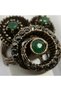 Bronze Women's Ring Antique Jewelry Margazite and Green Stone Inlaid Rotating Model Adjustable Vintage - 3
