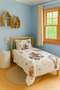 Teddy Bear Print Airplane Cloud Patterned Single Pique Bedspread Set Children's Room Piqué Bedspread