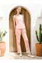 Pink Color Cat Pattern Lace Detailed Bamboo Fabric Soft Women's Pajama Set - 3