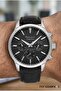 Modern Men's Wristwatch |   45mm Steel Case, Black Leather Band, Black Dial - 4