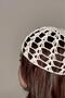 White Colored Sequin Knitted Crochet Hat, Patterned Beanies, Gold Sequins - 4