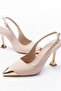 Women's Gold Toe Elite Beige Satin Open Back Shoes - 4