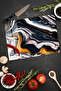 Black and White Marble Effect Tempered Glass Cutting Board 30X40 cm Size Uv Printing - Bckt037 - 4