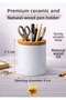 Printed Ceramic Pen Holder with Boho Design and Wooden Detail Desktop Pen Holder - 2