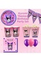 Kuromi Themed Birthday Party Set for 8 People – Plate, Cup, Balloon, Pennant, Popcorn Box, Napkin - 4