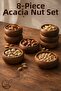 Akasya Model Wooden Snack Bowl Set of 8 – Breakfast & Snack Presentation Bowl – 9 cm