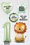 Safari Theme Birthday Age Balloon Retro Green Safari Balloons Cute Lion Party Set - 4