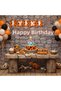 Stone Age Happy Birthday Banner Orange Black Birthday Ornament Pebble-Bambam Party Set Decoration