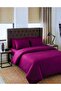 Fitted Sheet 100% Cotton Plain Satin Double Duvet Cover Set Purple Color - 2