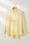 Yellow Oversized Daisy Embroidered Muslin P Cotton Shirt Tdrss26Go00027 - 4