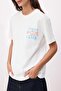 Ecru Printed Oversize/Wide Fit Short Sleeve 100% Cotton Knitted T-Shirt Twoss26Ts00116 - 3