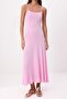 Pink A-Line/A Bell Form Pool Collar Thin Strap Sleeveless Maxi Stretch Knitted Dress Twoss26El00010 - 3