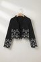 Black Embroidered Cropped V-Neck Tie-Detail Cotton Pcs Shirt Tdrss26Go00034