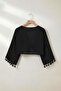 Black Tie-Detail Cropped Blouse Tdrss26Bz00028 - 7