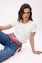 Ecru Printed Fitted Short Sleeve Cotton Ribbed Knitted T-Shirt Twoss26Ts00127 - 4