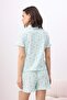 Blue Floral Ruffle Knitted Pajamas Set Thmss26Pt00148 - 4