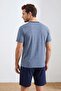 Navy Blue Regular Fit Striped Cotton Pajama Set Tmnss26Pt00015 - 4