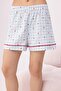 Mavi %100 Pamuklu Kalp ve Ekose Baskılı Biyeli Örme Pijama Takımı THMSS26PT00157 - 3