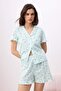 Blue Floral Ruffle Knitted Pajamas Set Thmss26Pt00148 - 2