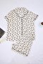 Ekru Biyeli Kurdele Desenli Gömlek Yaka Dokuma Büyük Beden Pijama Takımı TBBSS26AI00048 - 5