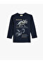 T-Shirt Dinosaur Printed Long Sleeve Crew Neck Cotton - 3