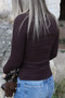 Brown Buttoned Blouse with Patches - 4