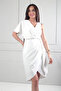 Women's One Shoulder Kimona Side Knuckle Lined Short Satin Dress - 2