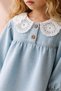 Girl's Lace Collar - Buttoned - Blue Color Denim Dress - 3