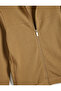 Round Neck Zipper Closure Cotton Jacket - 4