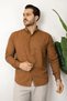 Men's Brown Sofia Linen Oversized Long Sleeve Shirt