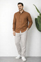 Men's Brown Sofia Linen Oversized Long Sleeve Shirt - 3