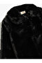 Faux Fur Peter Pan Collar Black Girl's Coat 5Wkg20001Aw - 5