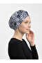 Moonlight Flowers Patterned Cross and Band Detailed Lined Ready-Made Turban Hijab Pool Cap - 4