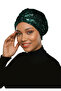 Sequined Lined Green Ready-Made Turban Hijab Evening Dress Bonnet - 3