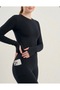 Women's Fleece-Lined Set - C Pocket Detail High Waist E Stretchy Leggings and Finger-Loop Bodysuit Set - 3
