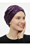 Sequined Lined Purple Ready-made Hijab Hijab Evening Dress Bonnet - 5