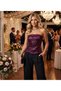 Sequined Strapless Zipper Detail Evening Chic Evening Dress Blouse 7665**