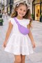 Parachute Fabric Flower Set of Quilted with Faux Detail, Girl's Waist Bag with Faux Detail, Purple Girl's Waist Bag - 4