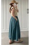 Long Elastic Waist Skirt with Flannel Pockets, Non-See-Through Poplin Fabric Seasonal Skirt (90cm) - 3