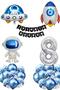 Space Concept 8 Year Old Birthday Party Celebration Set; Astronaut, UFO and Spaceship Foil Balloon Set - 2