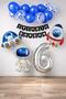 Space Concept 6 Year Old Birthday Party Celebration Set; Astronaut, UFO and Spaceship Foil Balloon Set