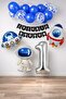 Space Concept 1 Year Old Birthday Party Celebration Set; Astronaut, UFO and Spaceship Foil Balloon Set